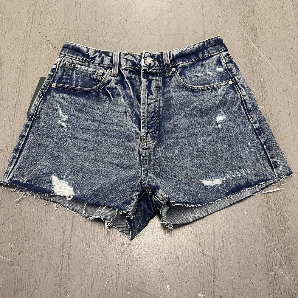 Wild Fable Womens High Rise Blue Denim Cut Off Button Fly‎ Shorts Size 6 Casual
